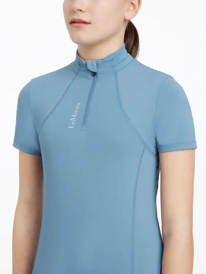 LEMIEUX Young Rider Classique Base Layer - Ice Blue Short Sleeve Equestrian Shirt for girls