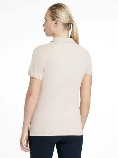 Lemieux Classique Stone Polo Shirt for Women. Quick-drying, comfortable fit, equestrian apparel, perfect for riding or casual wear.