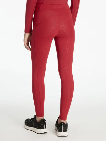 Lemieux Young Rider Orla Chilli Red Riding Leggings - Equestrian Full Seat Grip Tights for Girls