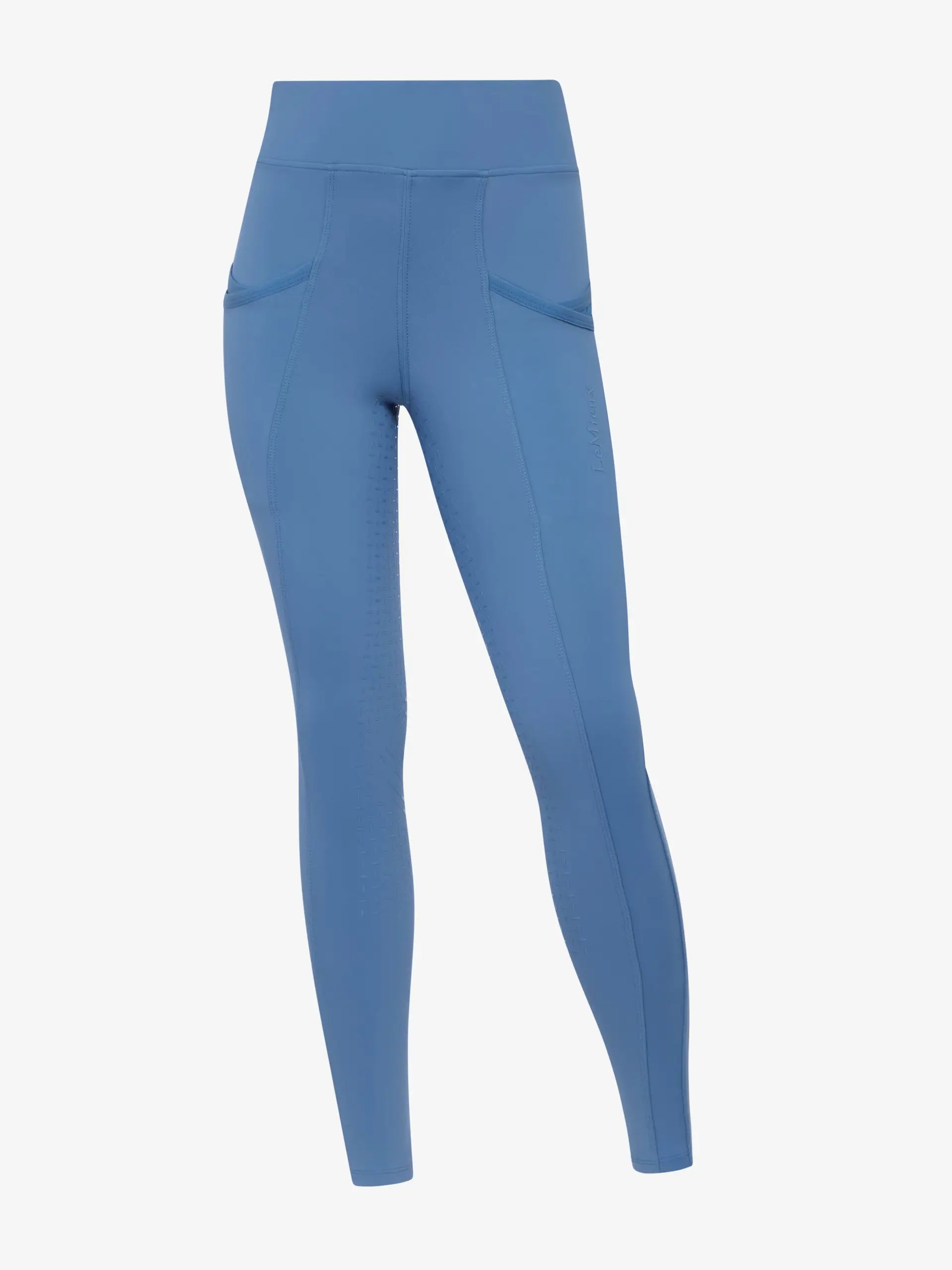 LEMIEUX Young Rider Ice Blue Breeches: Pull-On Riding Tights with Pockets & Silicone Grip