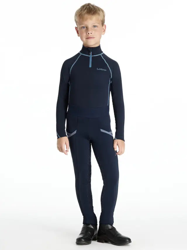 LE MIEUX MINI CLASSIQUE Navy Base Layer: Kids equestrian apparel available at Equiflair.