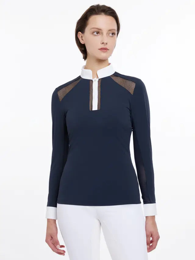 Lemieux Camille Navy Long Sleeve Show Shirt - Performance Equestrian Riding Apparel