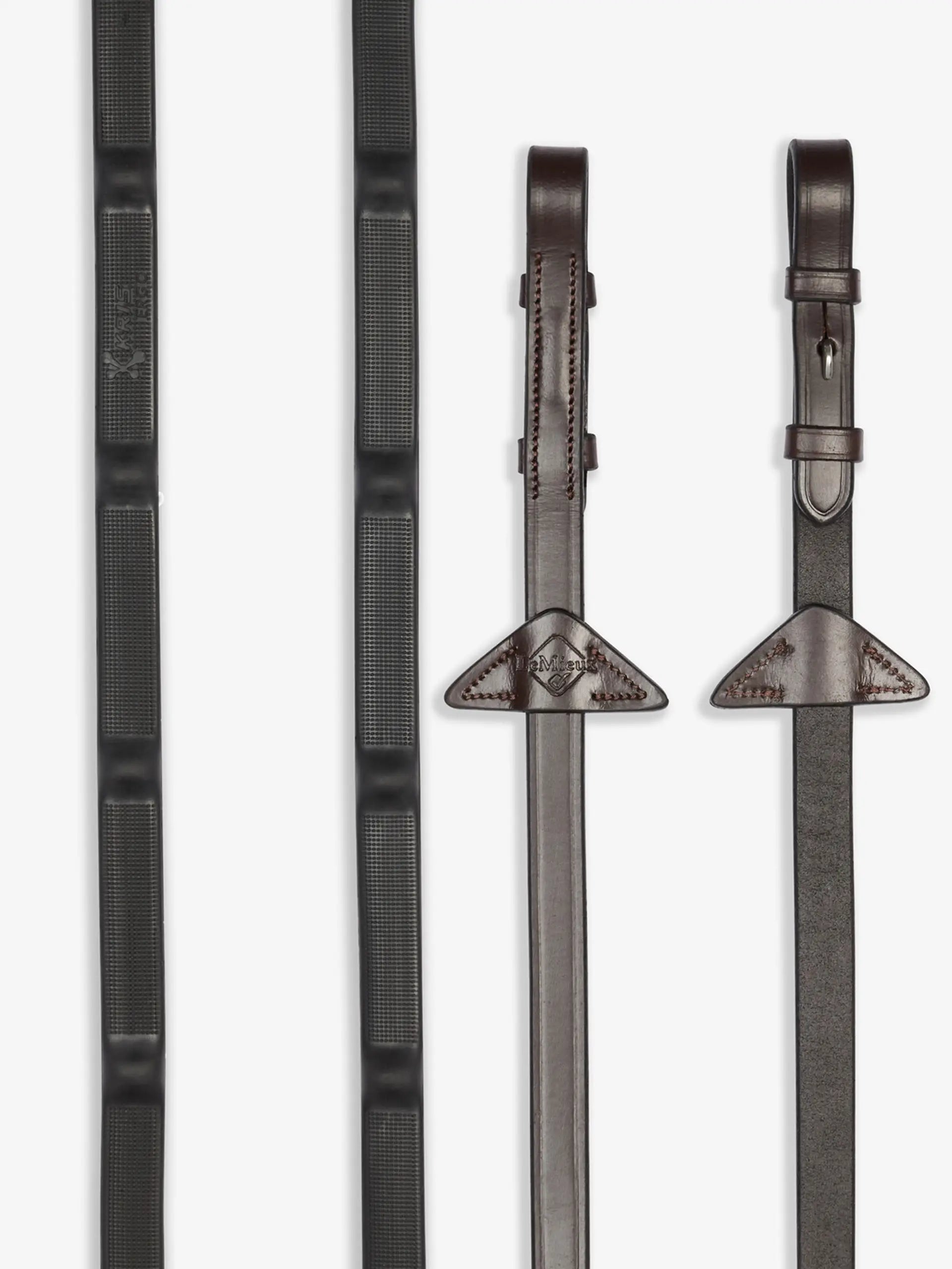 LeMieux Ergo Grip Rubber Reins - Havana - Equestrian Horse Riding Equipment from Equiflair. Improved grip and control for riders.