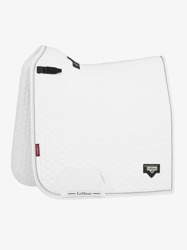 Lemieux Puissance Suede Dressage Pad White | Equestrian Saddle Pad for Dressage Horses | Premium Quality