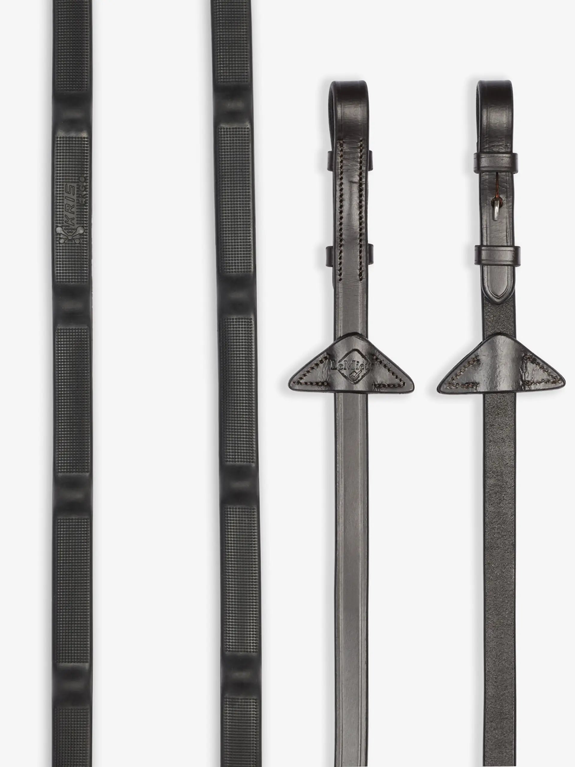 LeMieux Ergo Grip Rubber Reins Brown - Horse Riding Reins with Rubber Stoppers and Billet Bit Attachments
