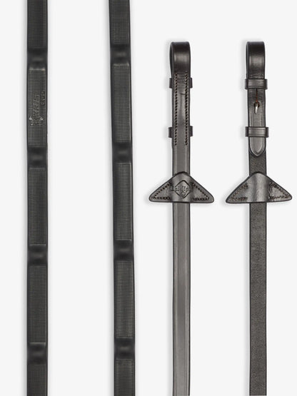LeMieux Ergo Grip Rubber Reins Brown - Horse Riding Reins with Rubber Stoppers and Billet Bit Attachments