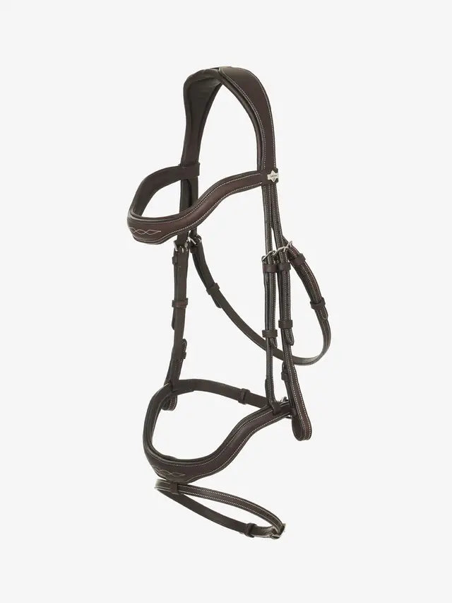 LeMieux Kudos Contour Flash Bridle - Brown Leather Horse Bridle, Padded, Anatomical Equestrian Tack