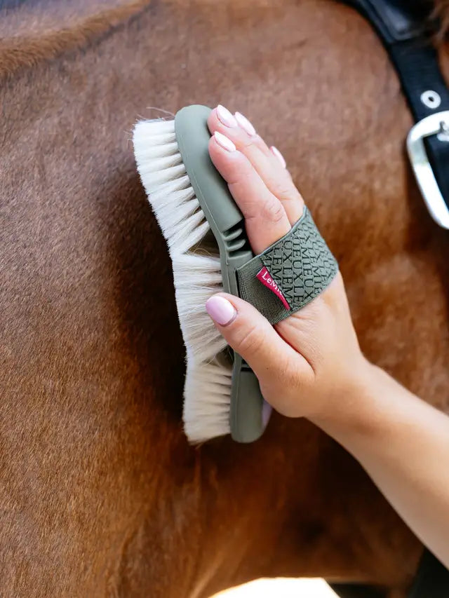 LeMieux Flexi Goat Hair Body Brush Lilac - Horse Grooming Brush for Sensitive Skin - Equiflair
