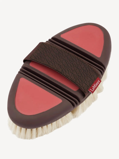 LEMIEUX FLEXI GOAT HAIR BODY BRUSH CRANBERRY, Equine Grooming Tool for Horses