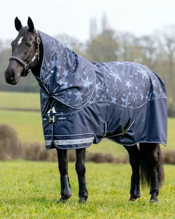 LeMieux Arika Star 200g Turnout Rug Navy