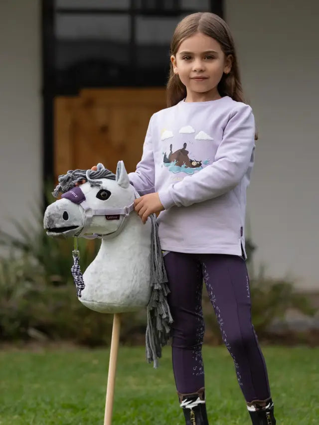 Lemieux Mini Poppy Top Lilac - Girl with Toy Horse - Equiflair Children's Equestrian Apparel
