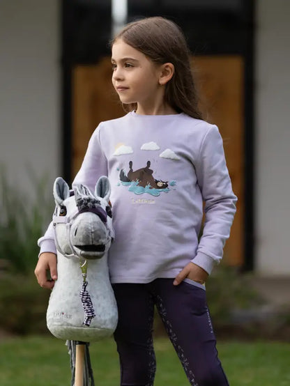 LEMIEUX MINI POPPY Lilac Long Sleeve Top - Children's Equestrian Clothing with playful pony design. Shop Equiflair!