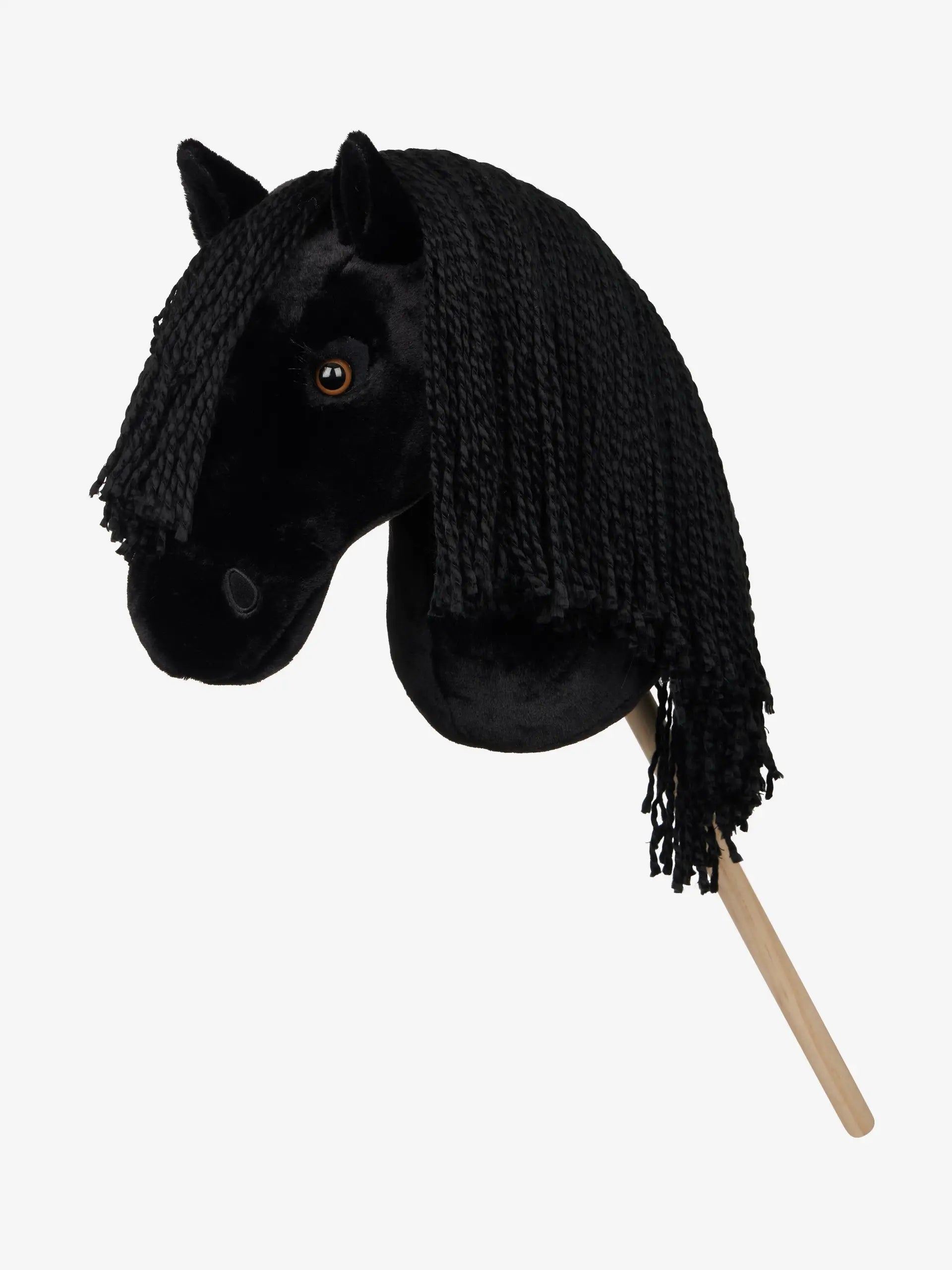 Lemieux Hobby Horse Dakota - Black Plush Stick Horse Toy with Plaitable Mane - Perfect for Kids 3+