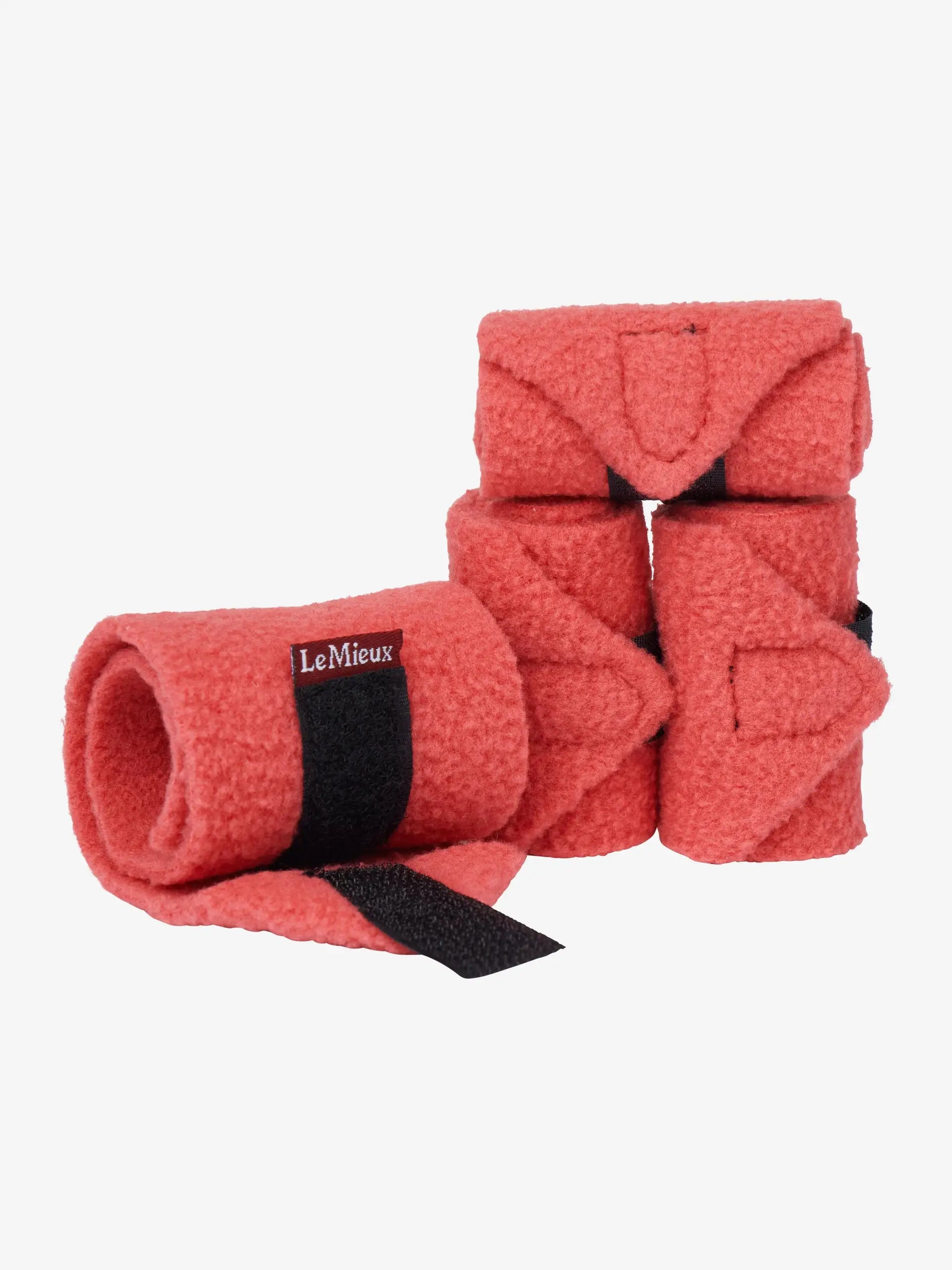 LeMieux Toy Pony Bandages Cranberry: Set of 4 Miniature Fleece Polo Wraps, Rolled & Stacked. Horse Accessories for Kids