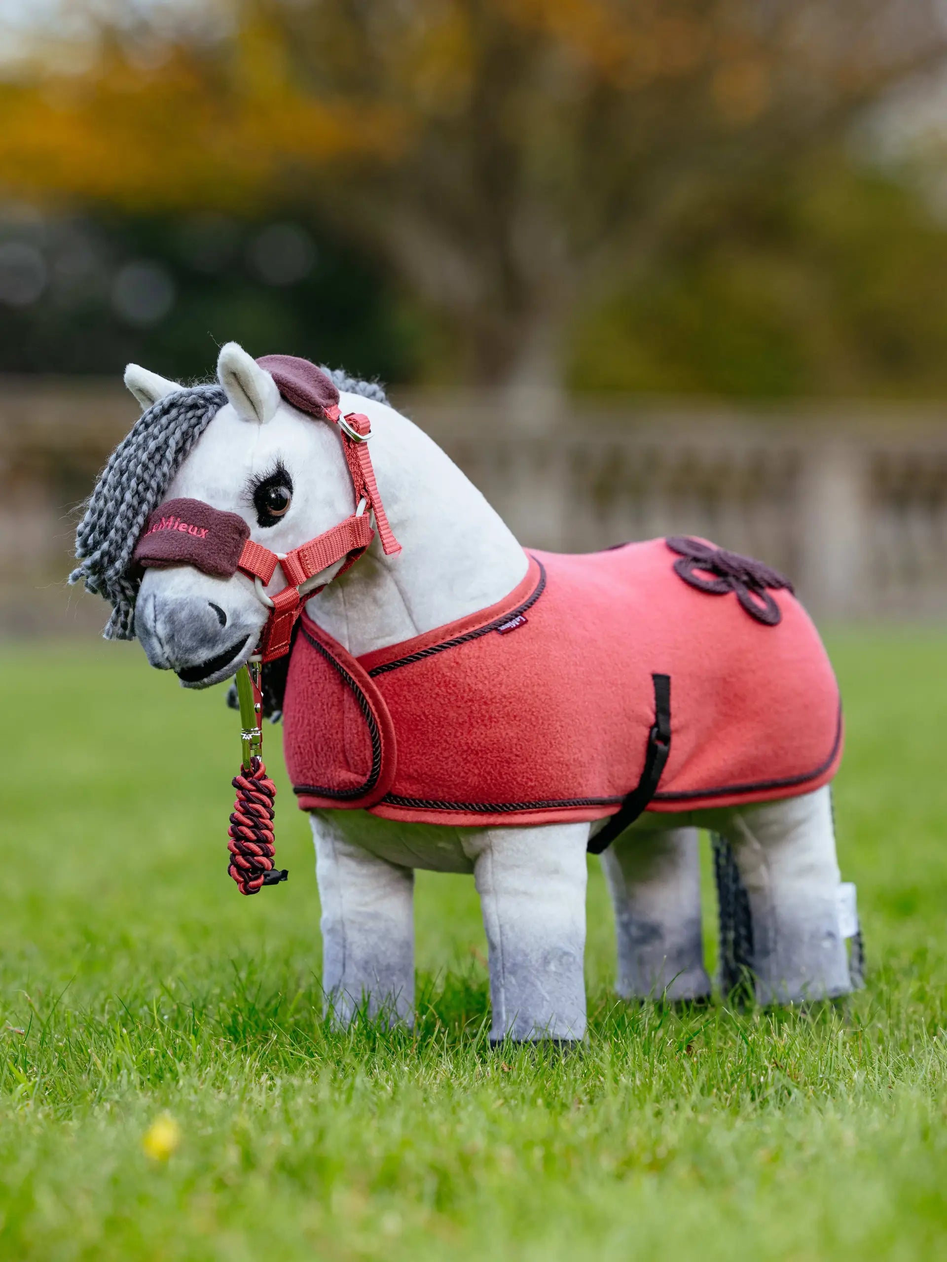 LeMieux Toy Pony in Cranberry Rug - Equiflair Toy Horse Accessories - Plush Horse with Blanket