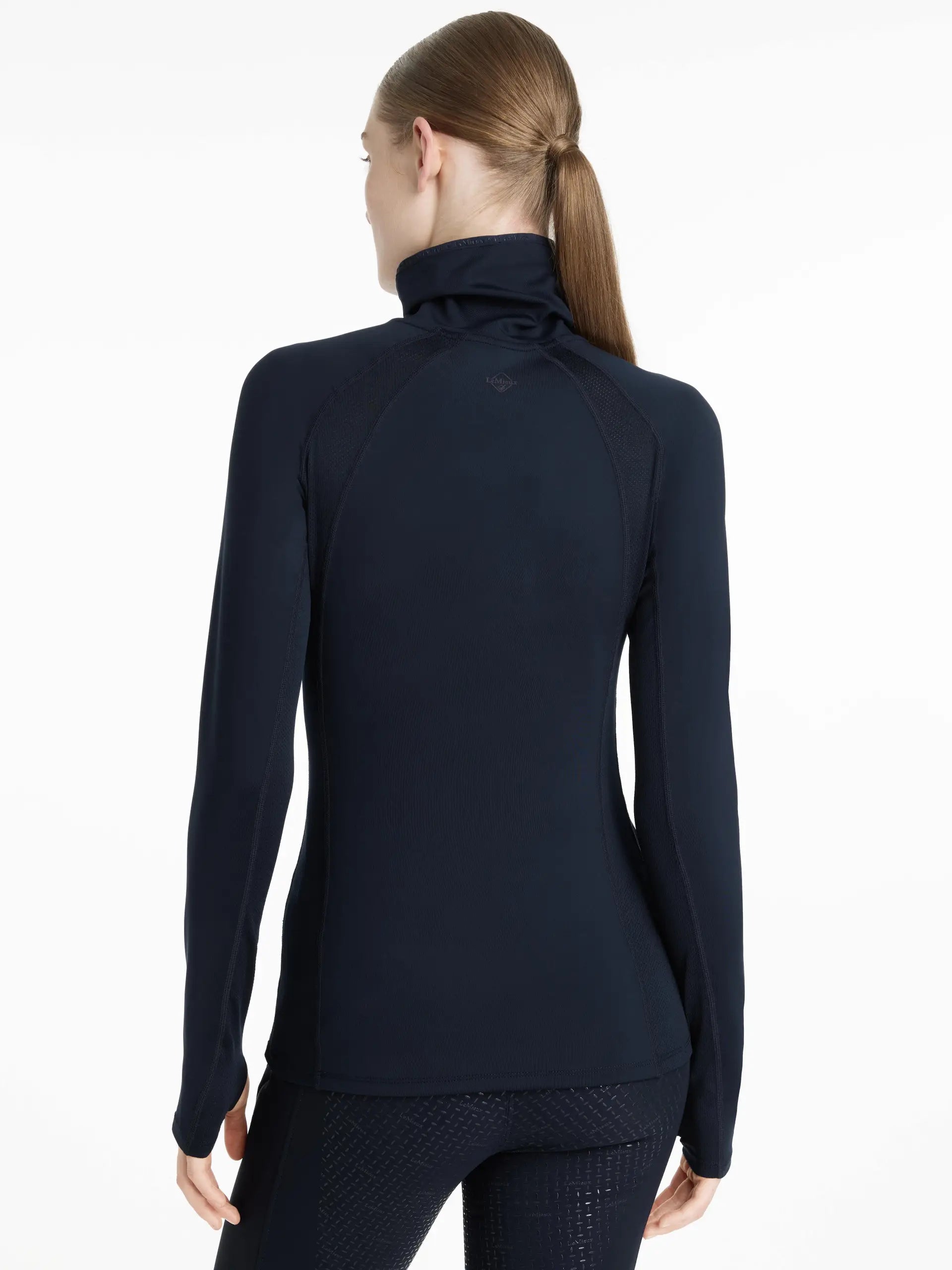 LEMIEUX SARA Snood Base Layer Navy - Women's Activewear Top for Face and Neck Coverage, Breathable, UV Protection, Equiflair