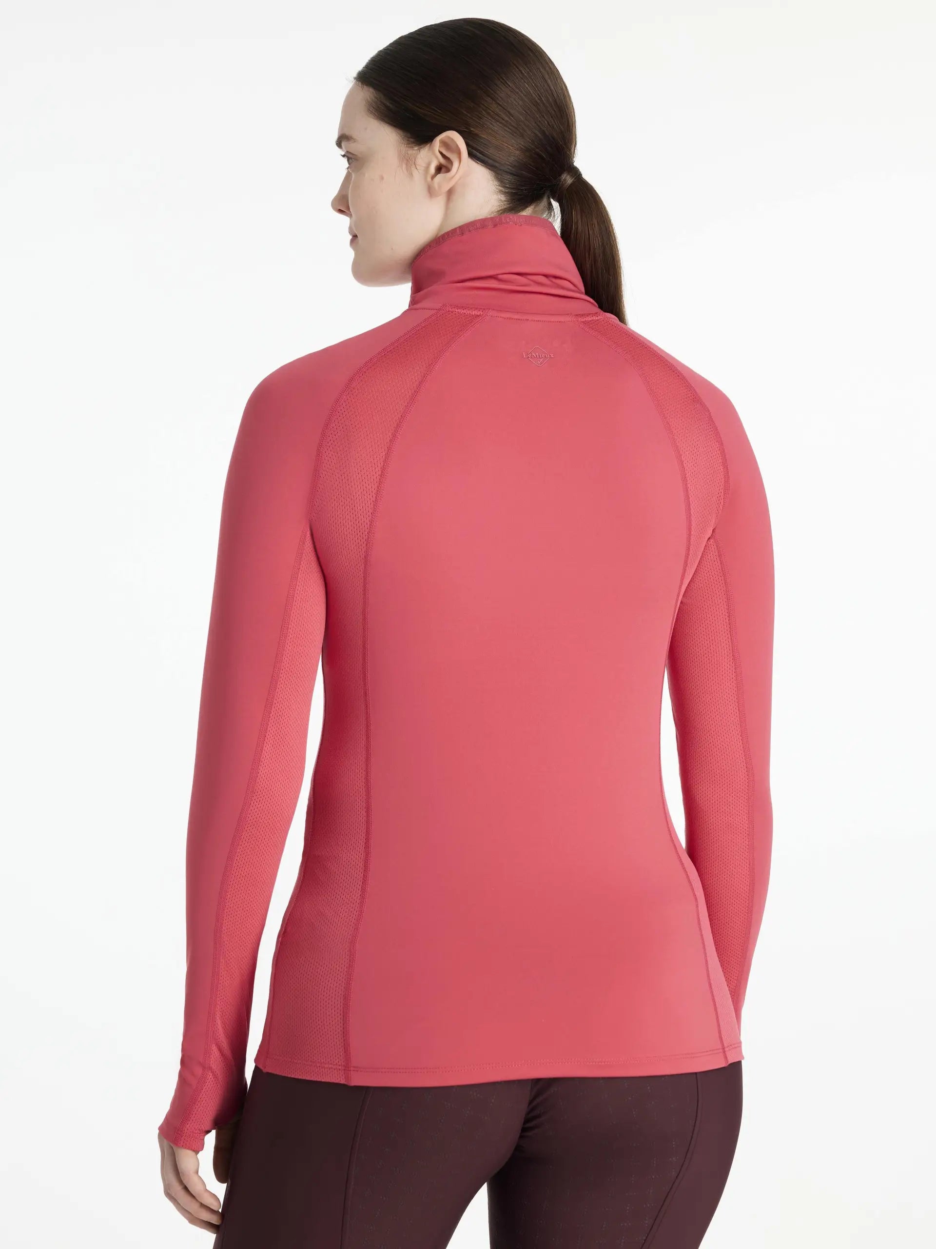 LEMIEUX SARA SNOOD Cranberry Base Layer: Women's Activewear with UV Protection and Breathable Mesh Panels