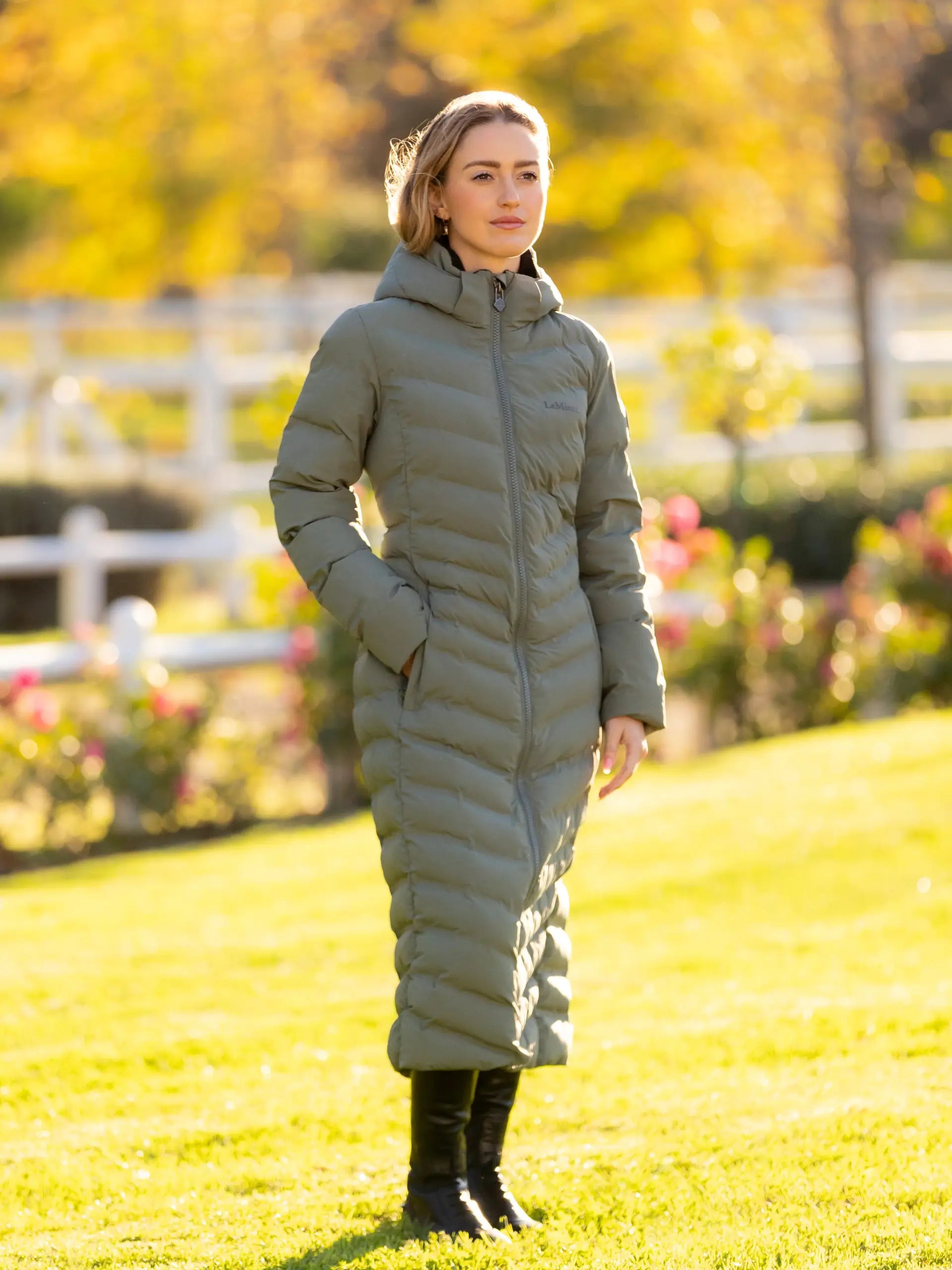 LeMieux Hayley Water Resistant Longline Puffer Coat Rosemary
