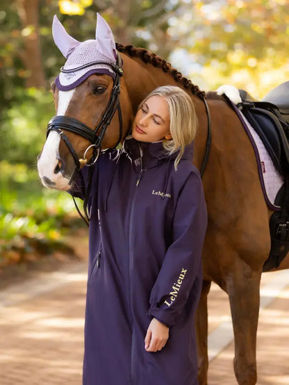 LEMIEUX Hydroshield Robe in Juniper: Waterproof Riding Coat for Women with Horse