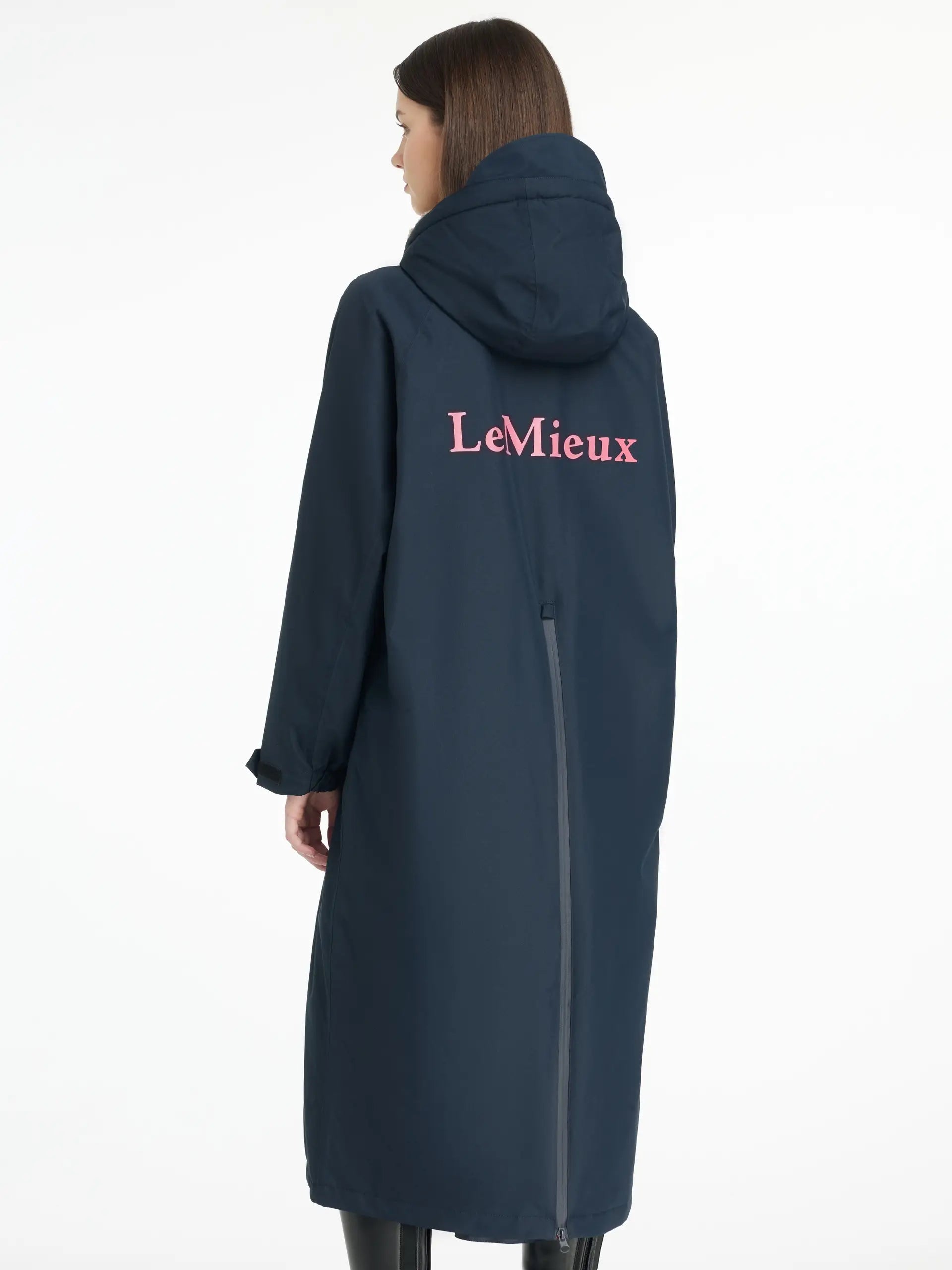 LeMieux Hydroshield Robe Navy: Waterproof Equestrian Coat for Horse Riding - Back View