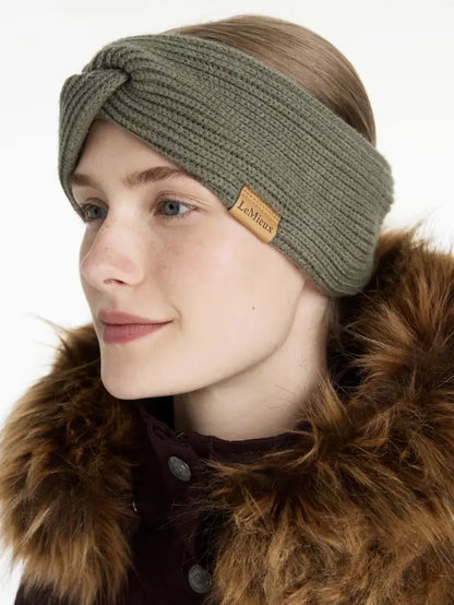 LEMIEUX Clara Rib Knit Knot Headband Rosemary - Winter Headband for Women