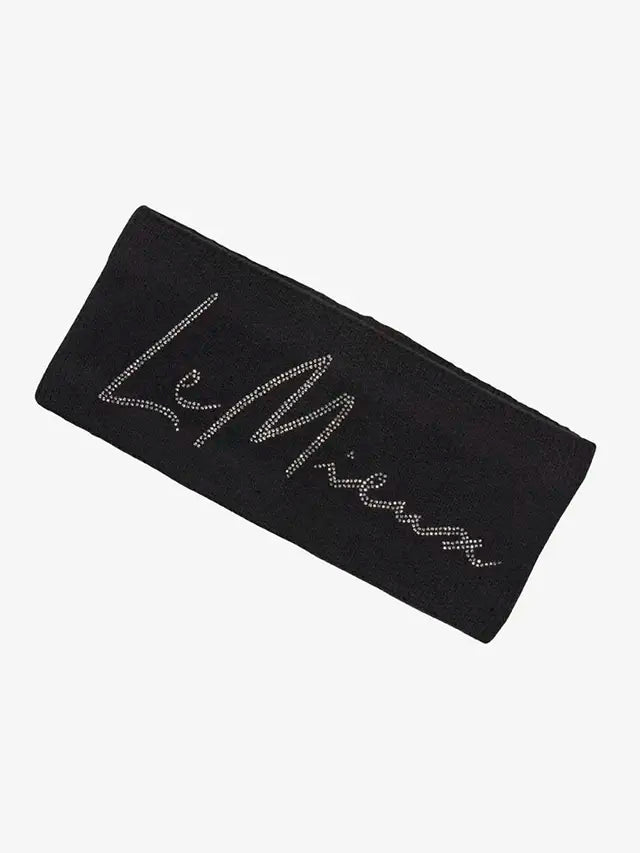 LEMIEUX Sparkle Headband Black: Stylish knit headband with stud detailing & ultra-soft microfleece lining for warmth & comfort.