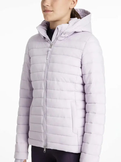 LEMIEUX YOUNG RIDER Ruby Puffer Jacket Lilac - Water-Resistant Hooded Girls Coat for Horse Riding