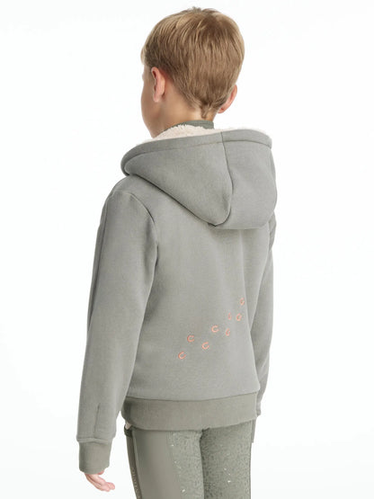 LEMIEUX MINI CHARLIE PONY HOODIE ROSEMARY | Child's Rosemary Green Hoodie with Pony Detail & Borg Lining Back View