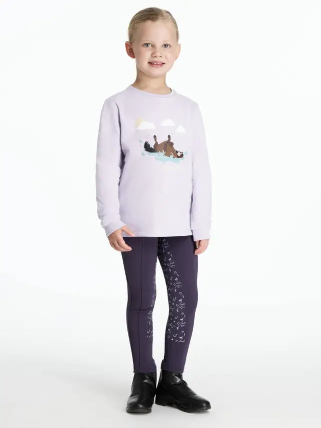 Child in Lilac Pony Top & Equestrian Leggings - Horse Riding Apparel