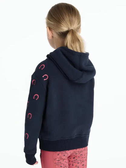 LEMIEUX MINI ROMI Navy Kids Hoodie with Horseshoe Print - Equestrian Apparel for Children