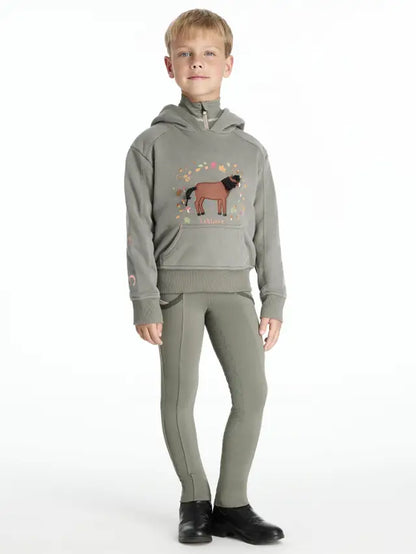 LEMIEUX Mini Romi Hoodie - Rosemary: Children's Equestrian Hoodie with Horse Appliqué. Stylish & Comfortable Kids' Riding Apparel