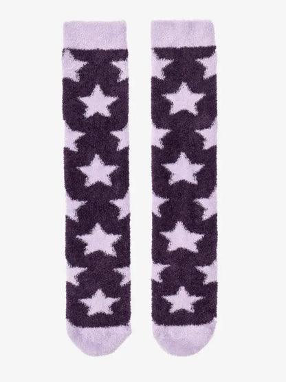 LeMieux Sasha Star Juniper Fluffy Socks: Knee-High Winter Warmth with Cute Star Pattern, Purple Socks