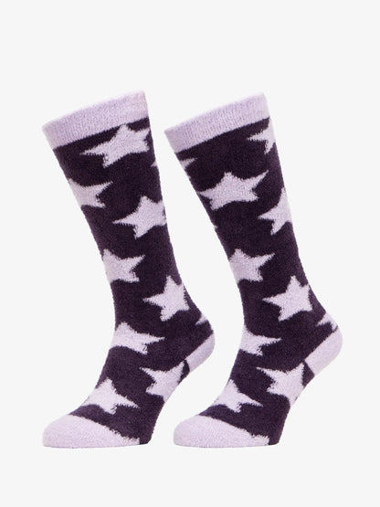 LeMieux Sasha Star Fluffies Juniper Socks - Warm & Cozy Star Pattern Knee High Socks