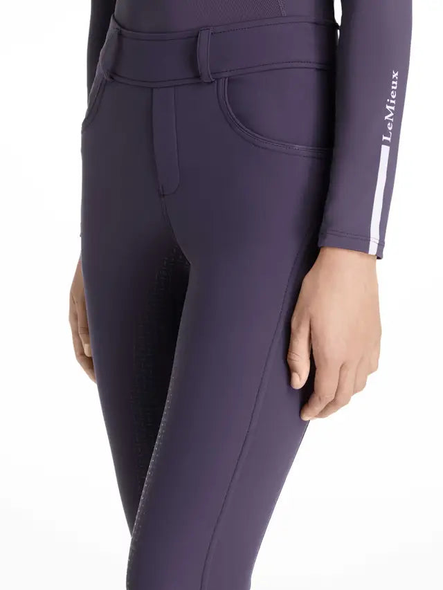 LEMIEUX YOUNG RIDER ELLA BRUSHED BREGGINGS JUNIPER. Warm Riding Breeches for Winter. Equiflair