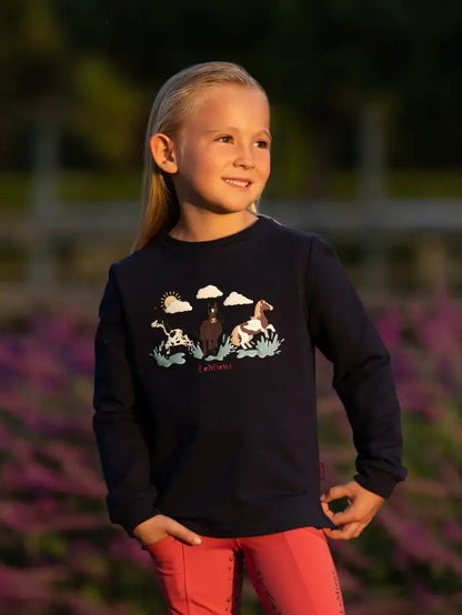 LeMieux Mini Poppy Long Sleeve Top Navy