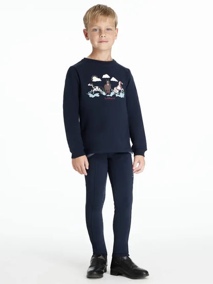 Lemieux Mini Poppy Navy Long Sleeve Top for Children - Equestrian Style with Pony Graphic