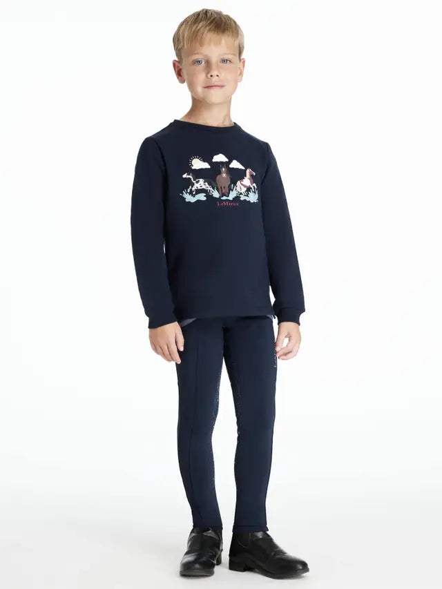 Lemieux Mini Poppy Navy Long Sleeve Top for Children - Equestrian Style with Pony Graphic