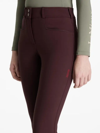 LEMIEUX YOUNG RIDER FULL SEAT IZZY BREECHES DAMSON. Equestrian Riding Pants for Girls. Burgundy Color.