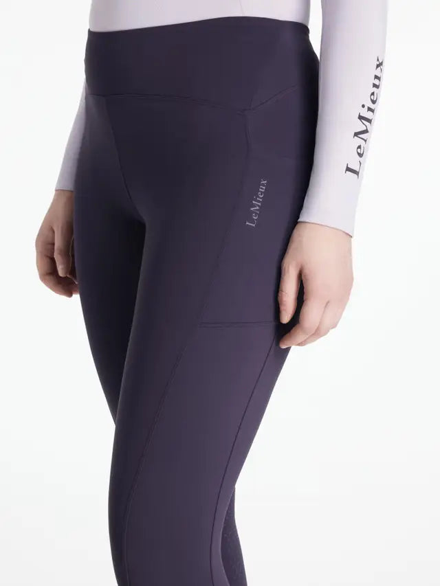 LeMieux Natalie Brushed Thermal Riding Leggings - Juniper Color - Full Seat Equestrian Tights for Women - Buy at Equiflair