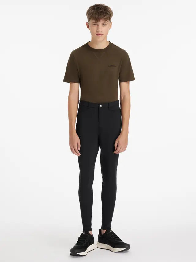LEMIEUX Young Rider Boys Black Sports Breeches: Durable, comfortable riding apparel for young male equestrians, available at Equiflair.