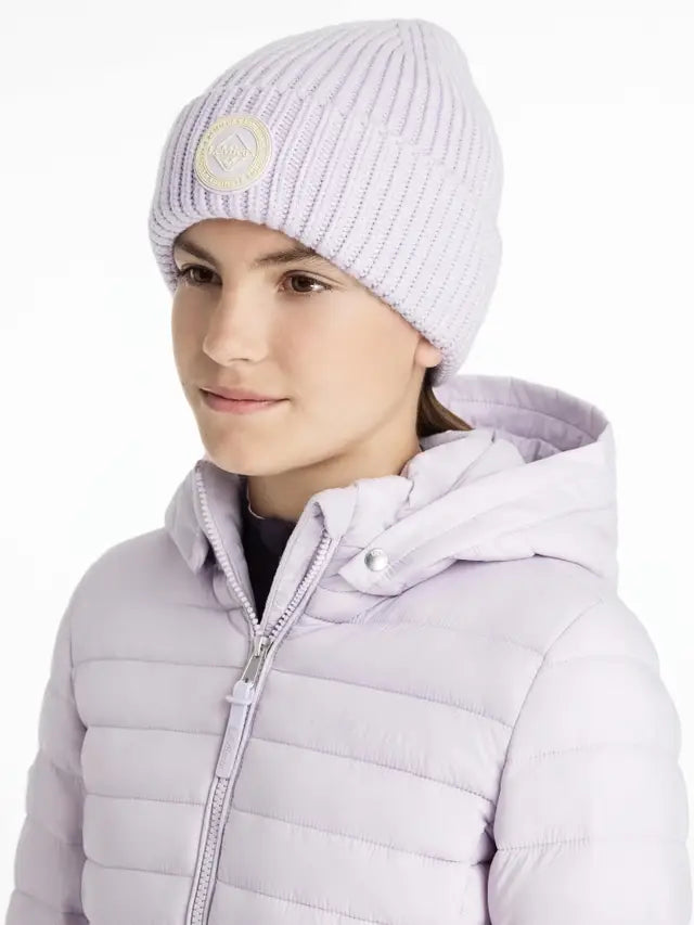 LeMieux Lilac Beanie Winter Hat - Warm Knit Cap with Microfleece Lining, Stylish Lilac Beanie for Women