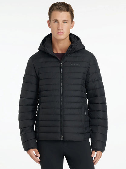LeMieux Mens Hooded Puffer Jacket - Black - Stylish & Water-Resistant. Lightweight & Versatile Equestrian Clothing for Men