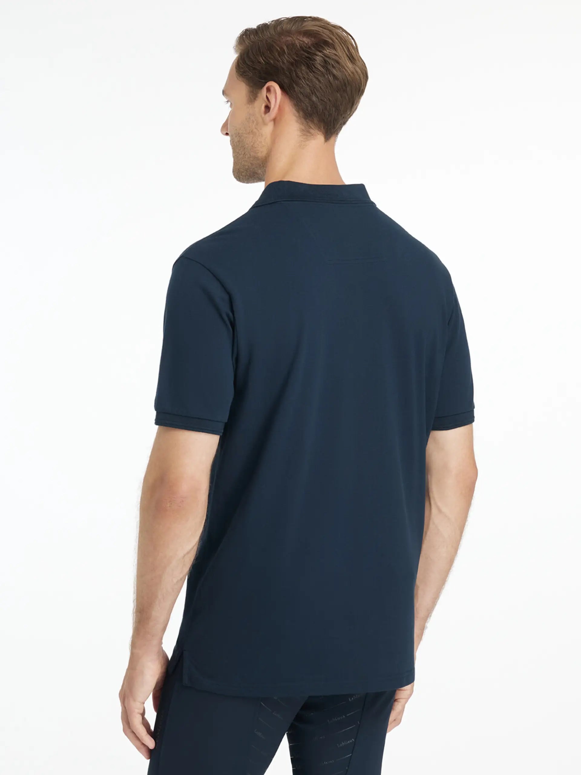 LeMieux Mens Classique Navy Polo Shirt: Stylish Back View