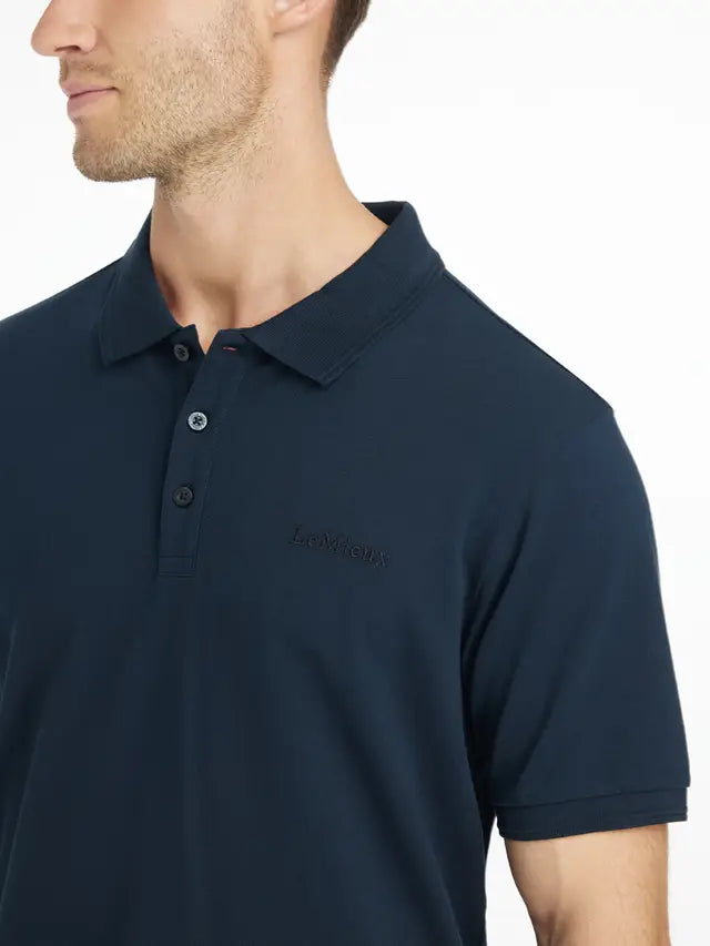 LeMieux Men's Classique Polo Shirt - Navy. Comfortable Cotton Pique, Equestrian Style.