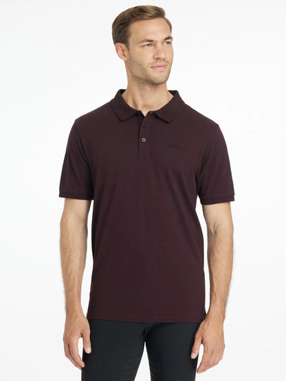 Lemieux Men's Classique Polo Shirt in Damson: Cotton pique polo shirt with embroidered logo & smart event vent hem.