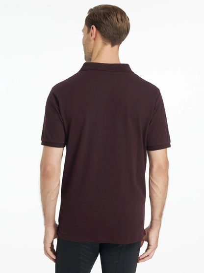 Lemieux Mens Classique Polo Shirt in Damson by Equiflair - Stylish Cotton Pique Polo for Men