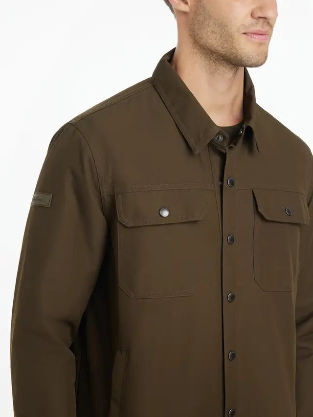 Lemieux Men's Alpine Olive Green Showerproof Shacket, Workwear-Inspired Shirt Jacket