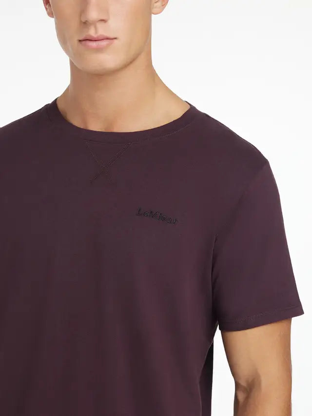 LEMIEUX MENS T-SHIRT DAMSON: Burgundy Cotton Casual Shirt for Men | Equiflair