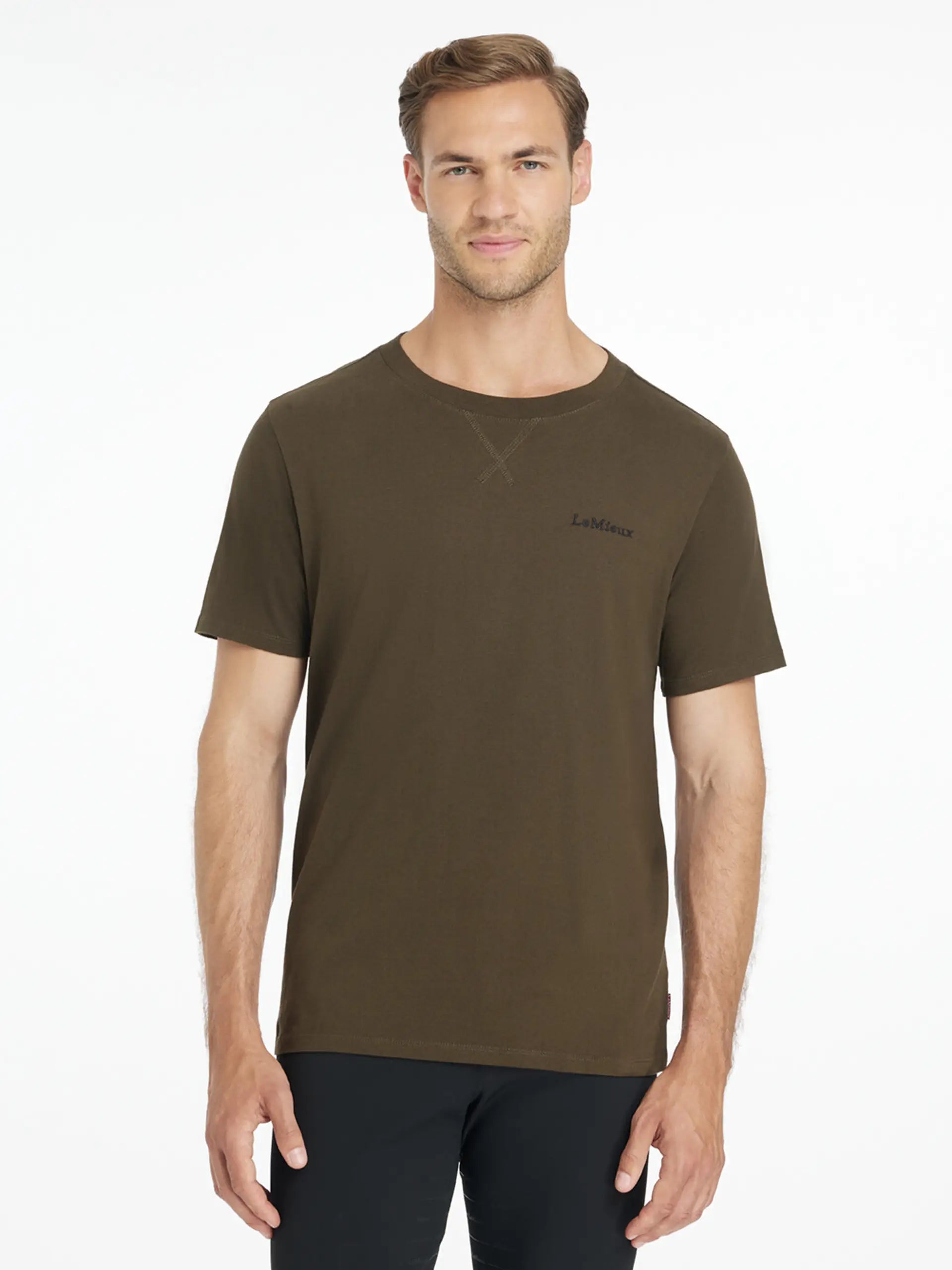 LEMIEUX Mens Alpine T-Shirt - Olive Green, Cotton Tee, Casual Wear - Equiflair