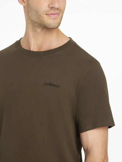 LeMieux Men's Alpine T-Shirt: Olive Green Cotton Tee with Logo - Casual Menswear